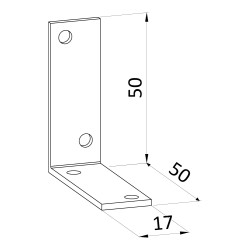 Uholník 50x50x17mm, 2,0mm, galvanicky pozinkovaný, otvory priemer 4,5mm - v počte 4ks