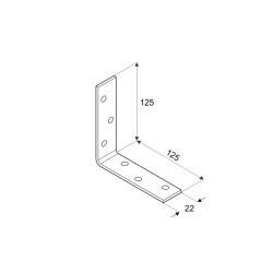 Uholník 125x125x22mm, 2,0mm, galvanicky pozinkovaný, otvory priemer 4,5mm - v počte 6ks
