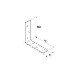 Uholník 100x100x19mm, 2,0mm, galvanicky pozinkovaný, otvory priemer 4,5mm - v počte 6ks