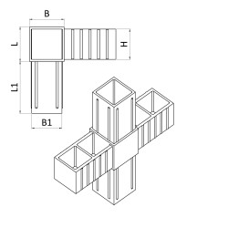 Plastová spojka - kríž do profilu 25x25x2mm
