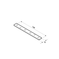 Plochá spojka 196x19mm, 2,0mm pozink, počet dier s priemerom 4,5mm-6ks