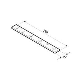 Plochá spojka 296x22mm, 2,0mm pozink, počet dier s priemerom 4,5mm-6ks