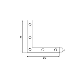 Rohovník 75x75x12mm, 2,0mm pozink, počet 4mm dier-4ks