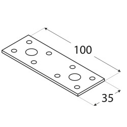 Plochá spojka 100x35mm, 2,5mm pozink, počet dier s priemerom 5mm-8ks, 11mm-2ks