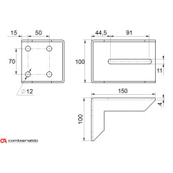 Držiak 100x100x150mm pre doraz samonosnej brány