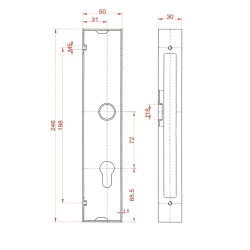 Kazeta 245x50x30mm,na profil 50x30mm so zámkom ZM72/50