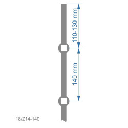 Tyč 2m opieskovaná, profil 14mm, rozteč 140mm, oko 15mm