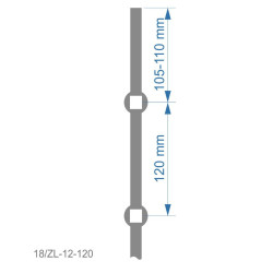 Tyč 2m opieskovaná, profil 12mm, rozteč 120mm, oko 12,5mm