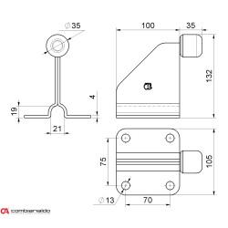 Doraz Combi Arialdo na posuvnú bránu, platňa 110x100mm