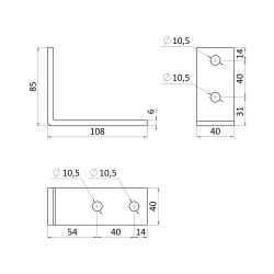 Montážny uholník - 4 otvory pre profil 41x21 a 41x41