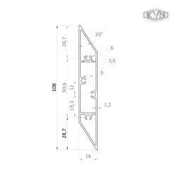 Profil na výplň 108x16mm, materiál EN AW-6060 T66, prírodný hliník bez povrchovej úpravy, cena za meter