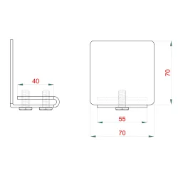 Pozinkovaná krytka pre C-profil 70x70x4mm samonosnej brány