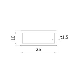 Profil uzatvorený 25x10x1.5mm, brúsená nerez K320/AISI304, cena za 1m