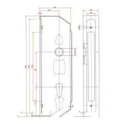 Kazeta na profil 40x30mm so zámkom,rozteč 90mm ,obojstranný so zámkom ZM90/80