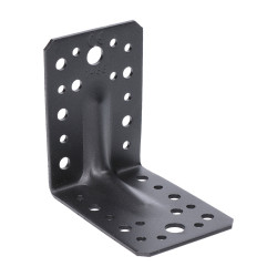 Uholník s prelisom 90x90x65mm, 2,0mm, čierny, otvory priemer 5mm-16ks, 7mm-12ks, 11mm-2ks