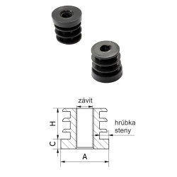 M10,A-20mm,H-20mm,C-6.2mm,čierna,Hrúbka steny-1.5mm,Plastová kruhovo-rúrková zátka zo závitom PE