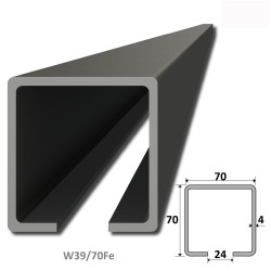 C profil 70x70x4mm čierny Fe, dĺžka 2m