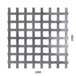 Dierovaný plech štvorcový radový Fe, otvor: 10x10mm, rozteč: 14mm, (1000x2000x1.0mm)