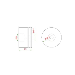 Adaptér pre spojky ø 42 mm na drevené madlo EDB-S, nylón