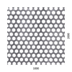 Dierovaný plech kruhový presadený Zn, otvor: ø 10mm, rozteč: 15mm, (1000x2000x1mm)