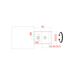 Držiak profilu 10 x 10 mm, plochý, brúsená nerez AISI 304