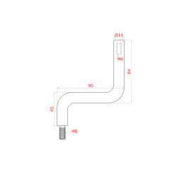 Čap mimo-osový, závit M8/M6, brúsená nerez AISI 304