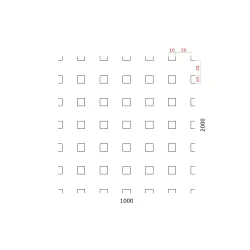 Dierovaný plech štvorcový radový Zn, otvor: 10x10 mm, rozteč: 20mm (1000x2000x1.5mm)