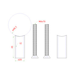 Prechod medzi stĺpom ø 48.3mm a kotviacou platňou, L:45mm