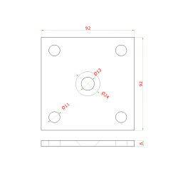 Kotviaca platňa 92 x 92 mm na drevený stĺp, brúsená AISI 304