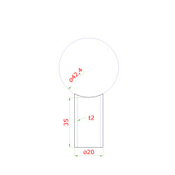 Prechod medzi stĺpom ø 42.4mm a kotviacou platňou, L:35mm