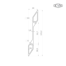 1,6 mm hrubý profil na výplň 115,2x24mm, materiál EN AW-6060 T66, prírodný hliník bez povrchovej úpravy, cena za meter