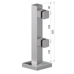Nerezový stĺpik na sklo s dvomi svorkami ø40mm