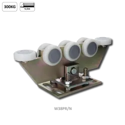 Vozík regulovateľný pre C-profil 70x70x4mm, polyamidové kolieska 8ks, žltý zinok, pre bránu do 300kg otvor do 5,5m