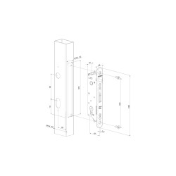 LOCINOX® FIFTYLOCK zadlabávací zámok pre krídlové bránky, rozteč 92 mm, zádlab 47 mm, pre profil 60 mm a viac