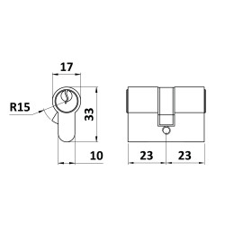 LOCINOX® cylindrická vložka EURO 27/27mm, niklová, 3 kľúče, skrutka M5x65mm