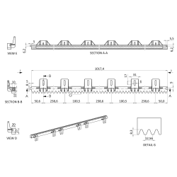 Hrebeň nylon-kov 27x18mm, L-1000mm, max do 800kg