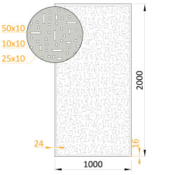 Dierovaný plech, 1000x2000x1.5mm, štvorcové otvory, pozink