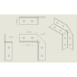 Montážny uholník - 2x4 otvory pre profil 41x21 a 41x41