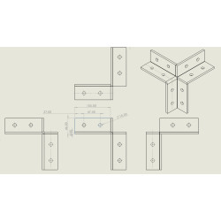 Montážny uholník - 3x4 otvory pre profil 41x21 a 41x41