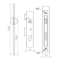 Profil 40x40x2mm H-1500mm so zámkom ZM90/40H, pravý