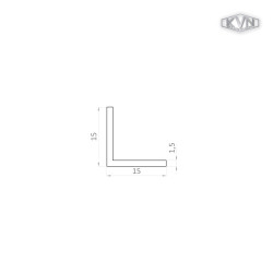 L profil 15x15x1.5mm, L-6000mm, hliník bez povrchovej úpravy