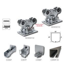 PICCOLO-set pre posuvné brány do 200 kg, nerez/pozink C397P 1ks, C396P 1ks, C398P 1ks)