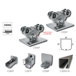 PICCOLO-set pre posuvné brány do 200 kg, nerez/pozink C397P 1ks, C396P 1ks, C398P 1ks)