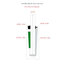 2.5m set pre 21.52mm sklo, ku AL profilom