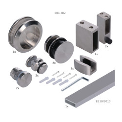 Závesný set na sklenené dvere, profil 30 x 10 mm, AISI 304