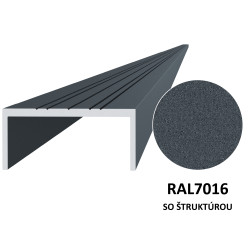 U profil s povrchovou úpravou,práškové lakovanie so štruktúrou, ANTRACIT RAL7016 50x22mm, materiál EN AW-6060 T66, cena za meter