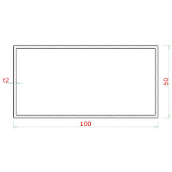 Profil uzatvorený 100x50x2mm, brúsená nerez K320 /AISI304, cena za 1m