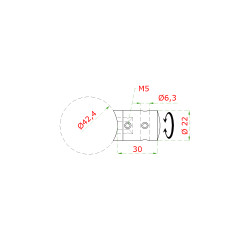 Držiak lanka ø 5 mm na trubku ø 42,4 mm, brúsená AISI 304