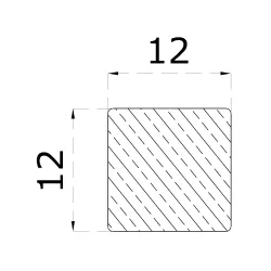 DOPREDAJ! Štvorhran 12 x 12 x 3000 mm, bez úpravy AISI 304