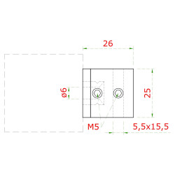 Držiak tyče 15 x 5 mm, plochý, brúsená nerez AISI 304
